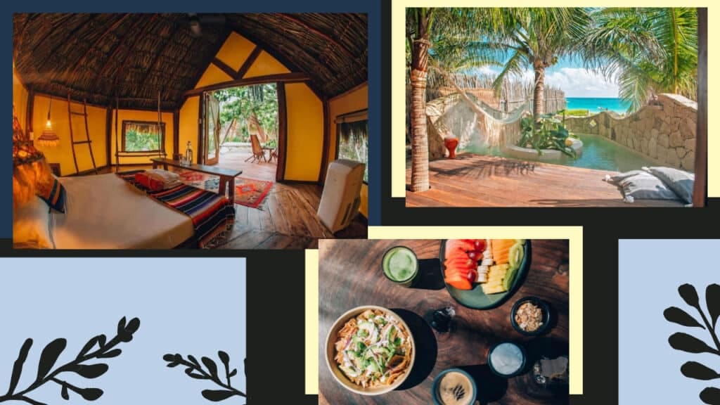 A collage of pictures showcasing the breathtaking view of the ocean from the best Tulum hotels.