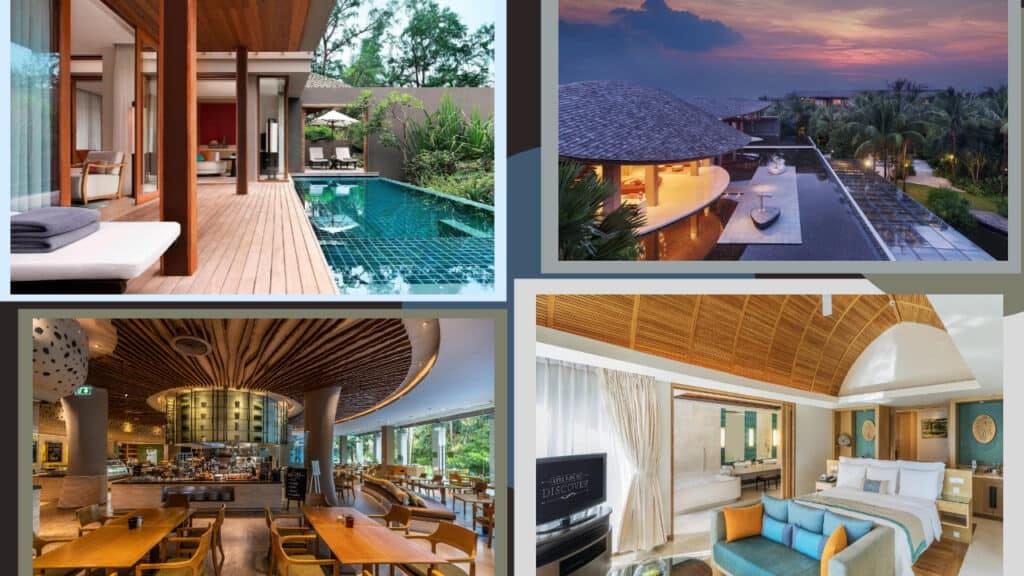 A captivating collage showcasing the luxurious hotels in Phuket alongside a mesmerizing pool.