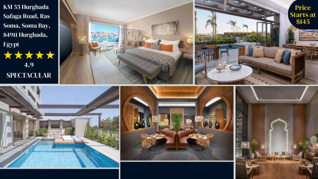 Luxurious Egyptian hotel rooms and amenities with starting price point.